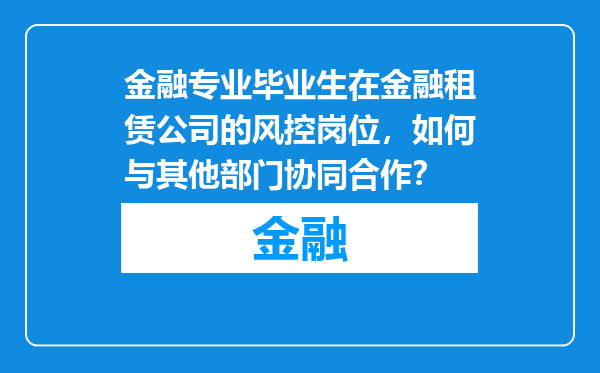 金融专业毕业生在金融租赁公司的风控岗位，如何与其他部门协同合作？