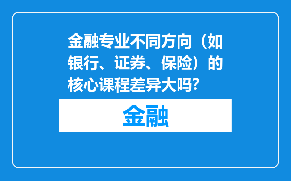 金融专业不同方向（如银行、证券、保险）的核心课程差异大吗？