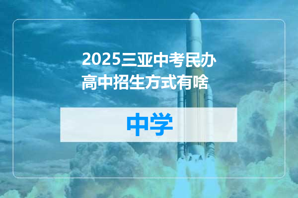 2025三亚中考民办高中招生方式有啥