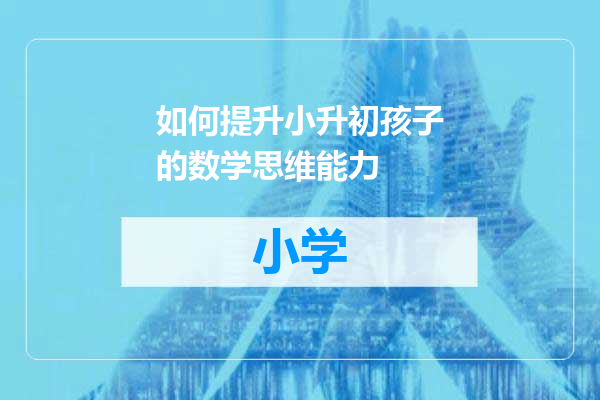 如何提升小升初孩子的数学思维能力