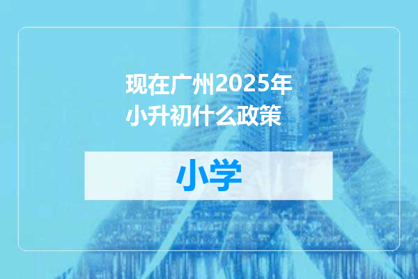 现在广州2025年小升初什么政策