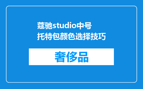 蔻驰studio中号托特包颜色选择技巧