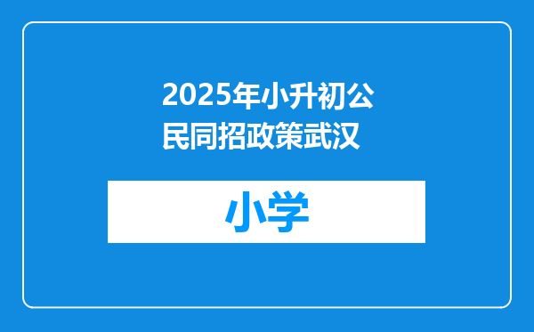 2025年小升初公民同招政策武汉