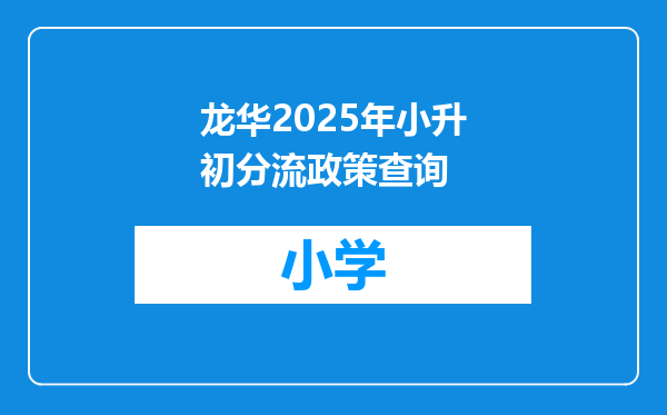 龙华2025年小升初分流政策查询