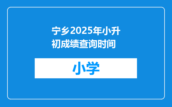 宁乡2025年小升初成绩查询时间