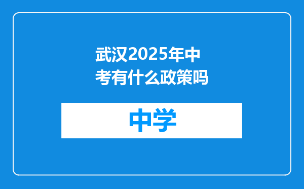 武汉2025年中考有什么政策吗