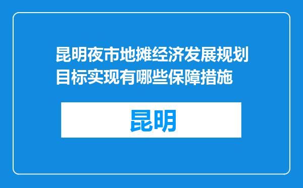 昆明夜市地摊经济发展规划目标实现有哪些保障措施