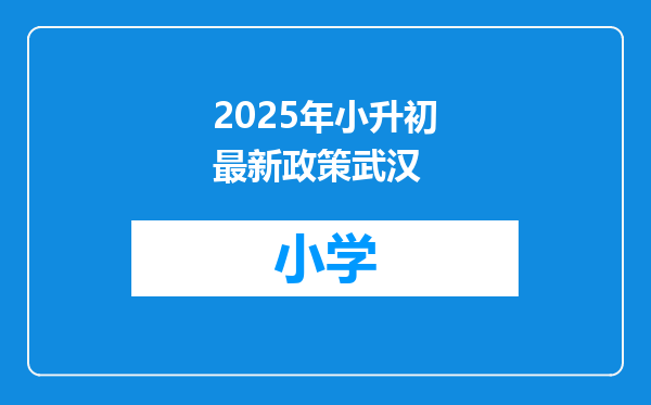 2025年小升初最新政策武汉