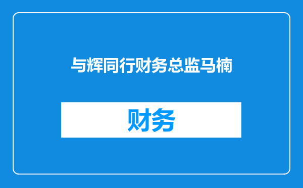 与辉同行财务总监马楠