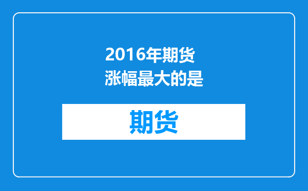 2016年期货涨幅最大的是