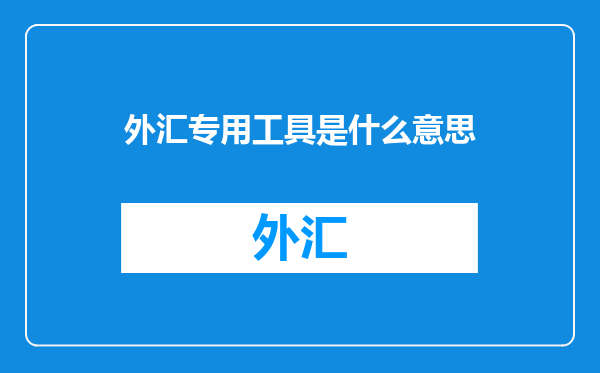 外汇专用工具是什么意思