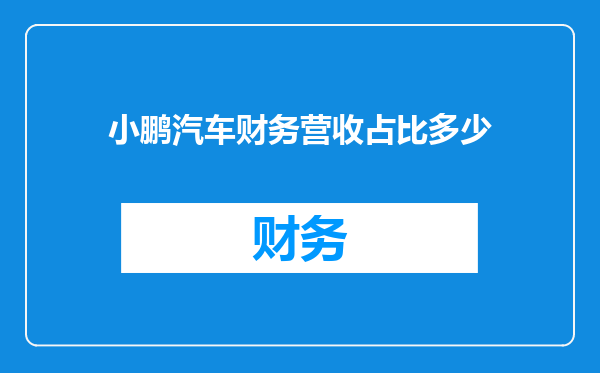 小鹏汽车财务营收占比多少