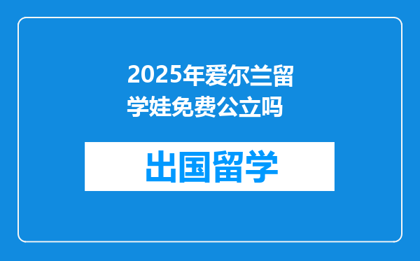 2025年爱尔兰留学娃免费公立吗