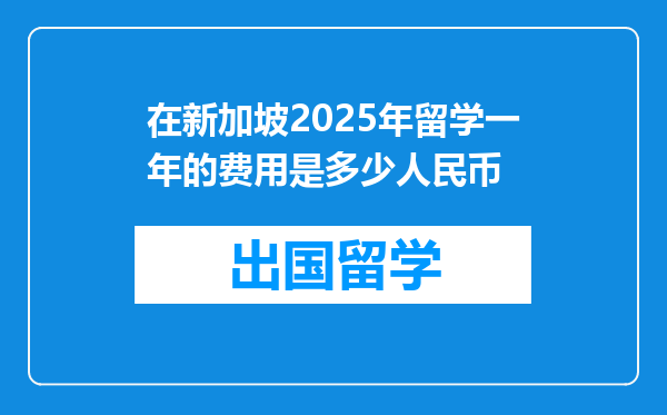 在新加坡2025年留学一年的费用是多少人民币