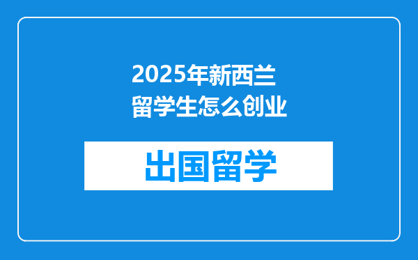 2025年新西兰留学生怎么创业
