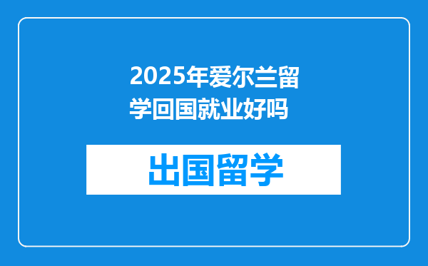 2025年爱尔兰留学回国就业好吗