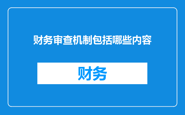 财务审查机制包括哪些内容
