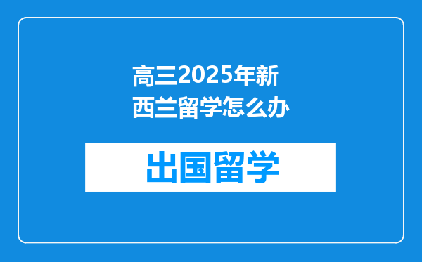 高三2025年新西兰留学怎么办