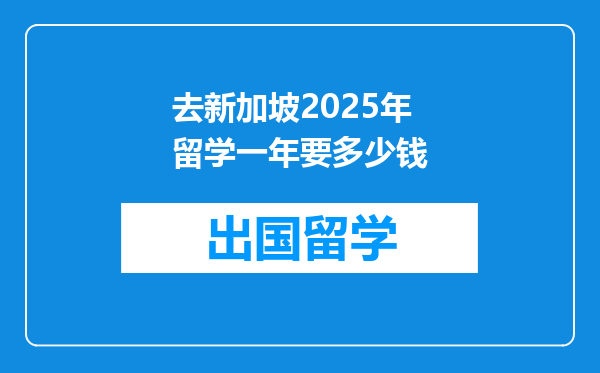 去新加坡2025年留学一年要多少钱