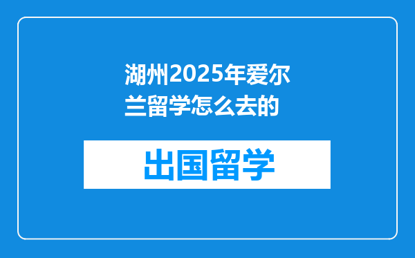 湖州2025年爱尔兰留学怎么去的
