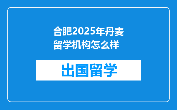 合肥2025年丹麦留学机构怎么样
