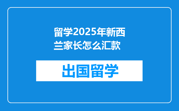 留学2025年新西兰家长怎么汇款