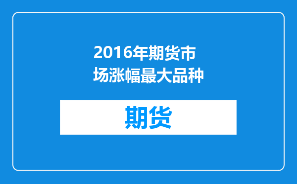 2016年期货市场涨幅最大品种