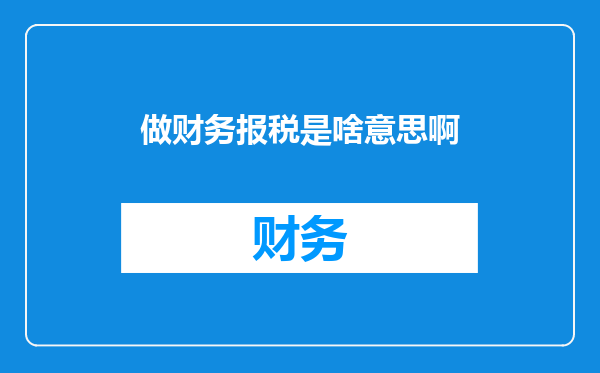 做财务报税是啥意思啊