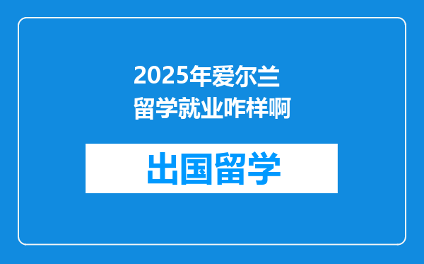 2025年爱尔兰留学就业咋样啊