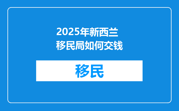 2025年新西兰移民局如何交钱