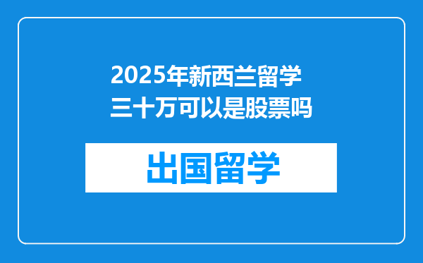 2025年新西兰留学三十万可以是股票吗