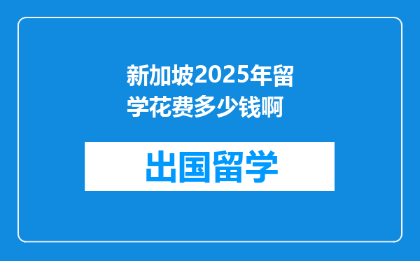 新加坡2025年留学花费多少钱啊