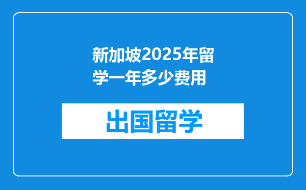 新加坡2025年留学一年多少费用