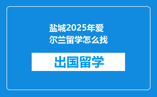 盐城2025年爱尔兰留学怎么找