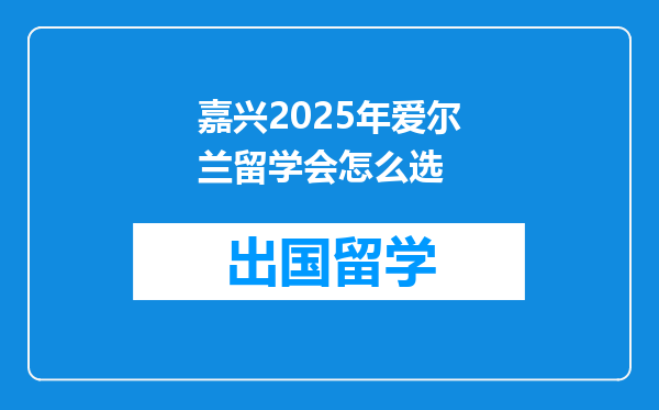 嘉兴2025年爱尔兰留学会怎么选