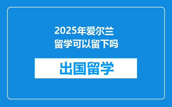 2025年爱尔兰留学可以留下吗