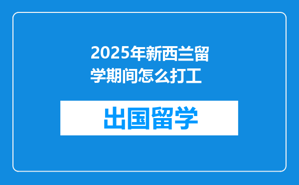 2025年新西兰留学期间怎么打工