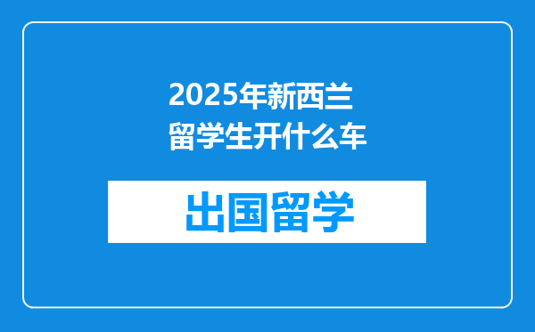 2025年新西兰留学生开什么车