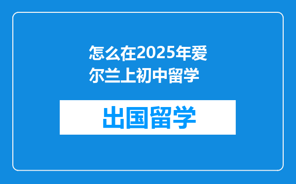 怎么在2025年爱尔兰上初中留学