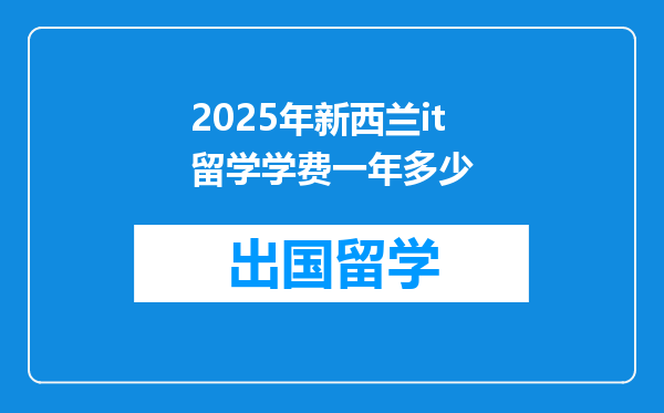 2025年新西兰it留学学费一年多少