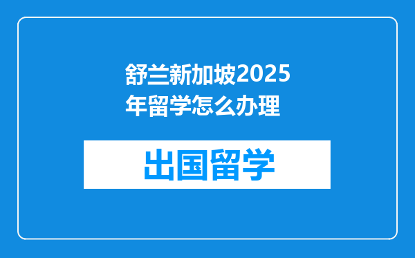 舒兰新加坡2025年留学怎么办理