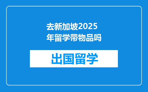 去新加坡2025年留学带物品吗