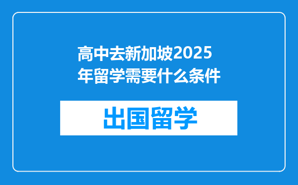 高中去新加坡2025年留学需要什么条件