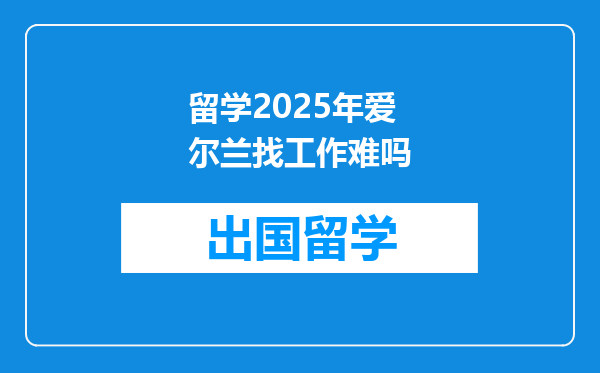 留学2025年爱尔兰找工作难吗