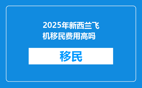 2025年新西兰飞机移民费用高吗