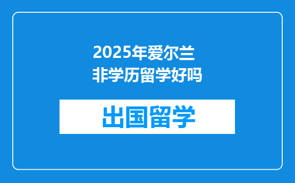2025年爱尔兰非学历留学好吗
