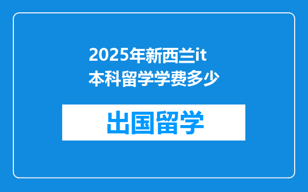 2025年新西兰it本科留学学费多少