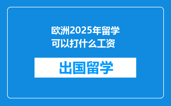 欧洲2025年留学可以打什么工资