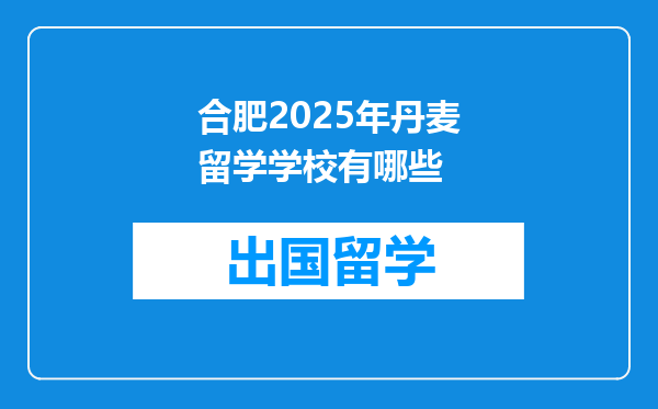 合肥2025年丹麦留学学校有哪些