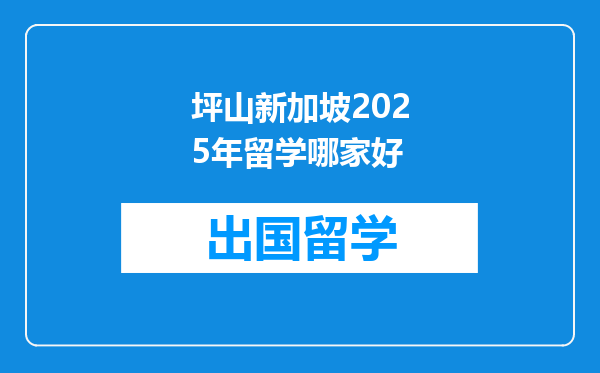 坪山新加坡2025年留学哪家好